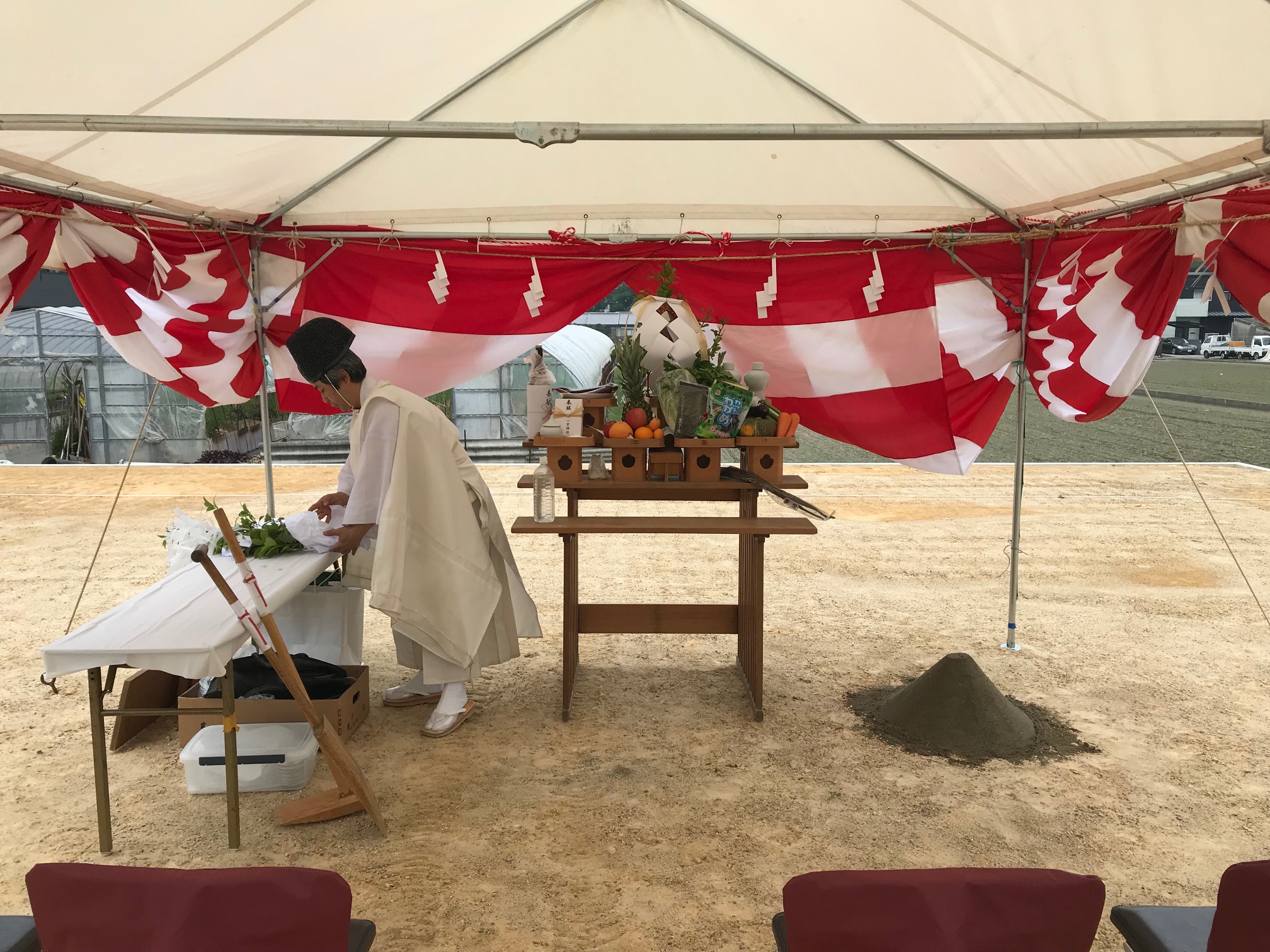 おもてなし不動産 新居浜 賃貸管理 賃貸新築アパート 地鎮祭 設営